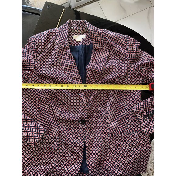 Michael Kors Womens Blazer Jacket Size 14 Blue/Red Geometric Circle Print - Picture 9 of 10